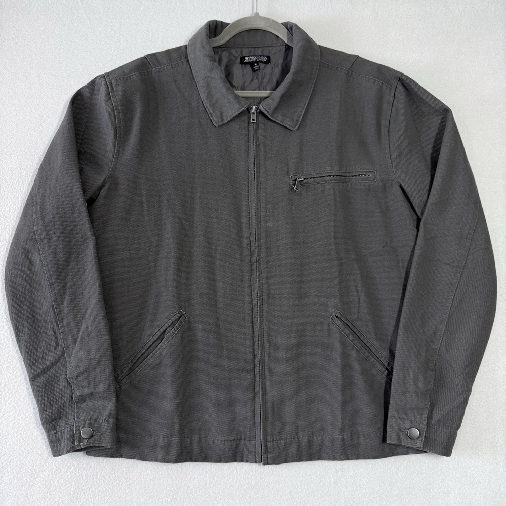 Elwood Jacket Men Medium Petrol Detroit Gasoline Satin Lined Bomber Vintage Grey